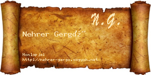 Nehrer Gergő névjegykártya